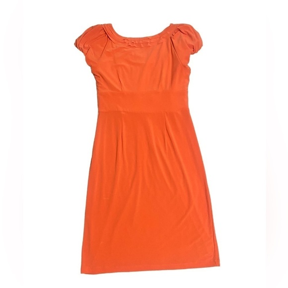Julian Taylor Orange Pleat Embellished Midi Dress-size 14 - Picture 2 of 4